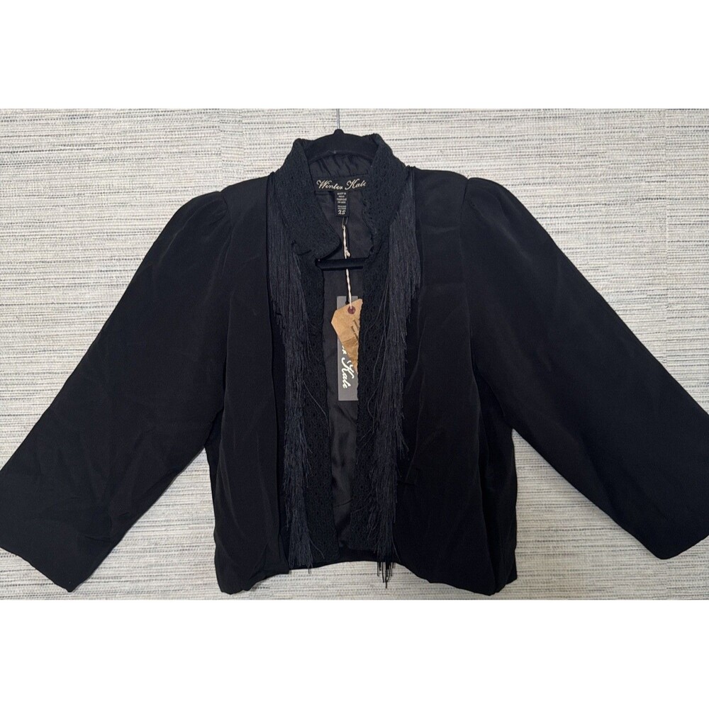 Silk Fringe Jacket Winter Kate Fall Vintage Silk Embroidered XS